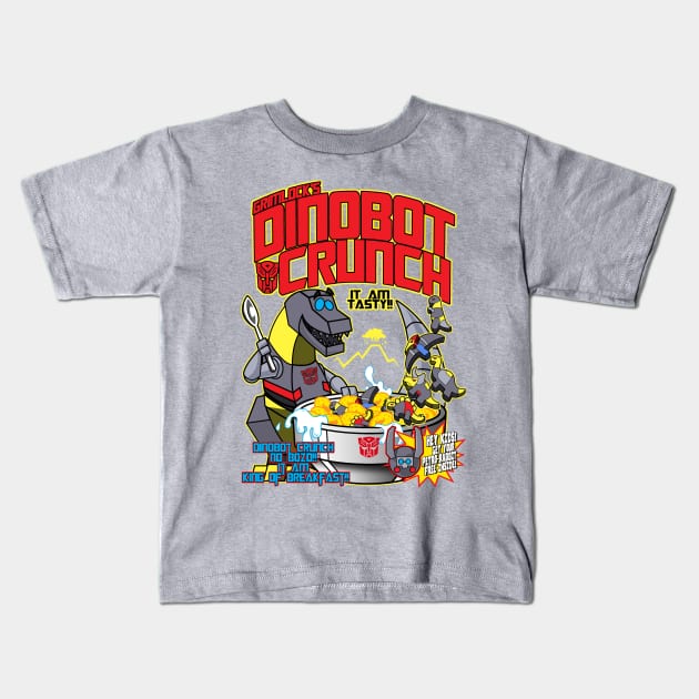 Grimlock's Dinobot Crunch Kids T-Shirt by Tom Krohne